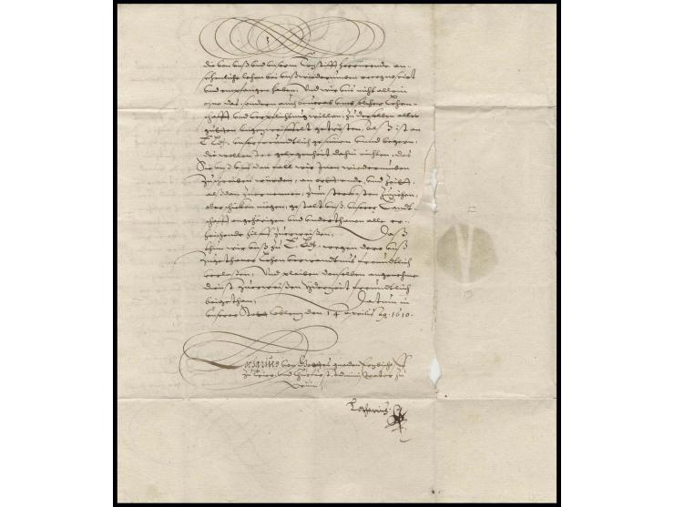 Lothar von Metternich, Kurfürst von Trier, eigenhändige Unterschrift auf 2-seitigem Brief von Koblenz 1610