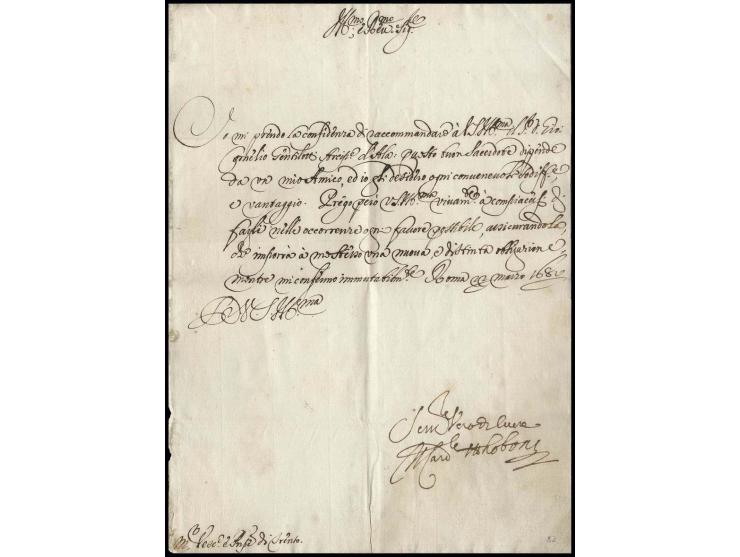Papst Alexander XIII (1610-1691), eigenhändige Unterschrift als Kardinal Ottoboni auf Schreiben 1689 von Rom