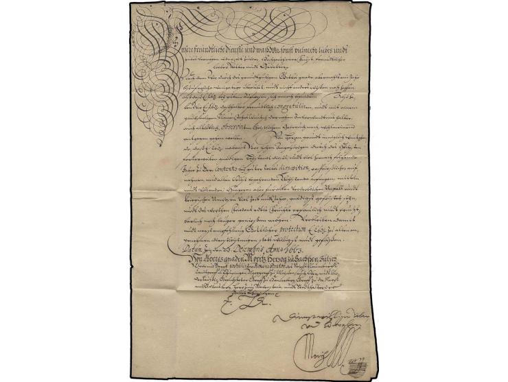 Moritz, Herzog von Sachsen-Zeitz (1619-1681), eigenhändige Unterschrift auf dekorativem Brief an den Herzog Ernst I. von Sach