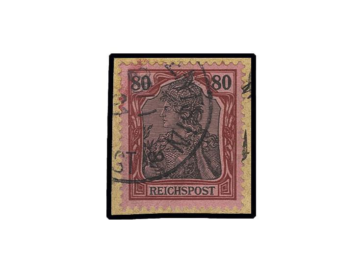 80 Pfg. mit sauberem Stempel auf Briefstück, Pracht, sign. Steuer BPP