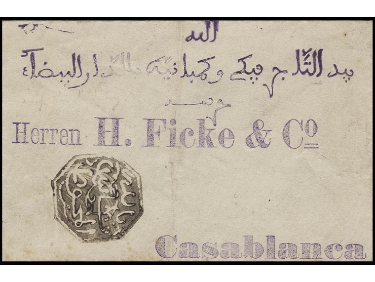 SCHERIFISCHE POST: 1893 (ca.), Brief mit schwarzem Oktogon-Stempel von Fes an einem deutschen Kaufmann in Casablanca, Umschla
