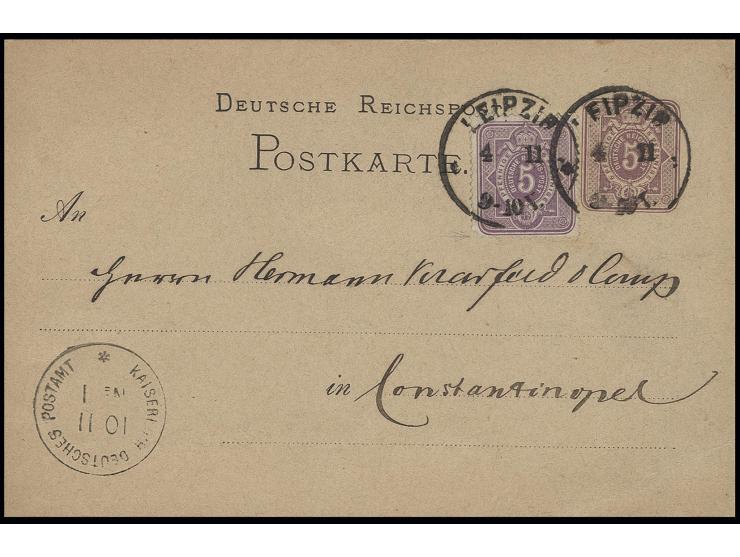 STEMPEL: "KAISERLICH DEUTSCHES POSTAMT No. 1 /10.11." (1878), Ankunftsstempel auf Bedarfs-Ganzsachenkarte 5 Pfg. mit wertstuf