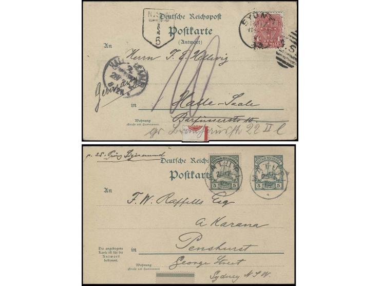 Doppelkarte 5 Pfg. mit Zufrankatur Freimarke 5 Pfg. von "MATUPI 25.7.04" mit Grußtext nach Sydney, Antwortteil anhängend mit 