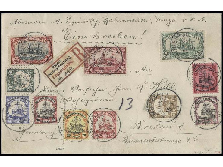 1901, 3 R. und Zufrankatur mit Stempel "MUHESA 15/1 01" auf R-Brief nach Breslau, gute Erhaltung, sign. Steuer VÖB