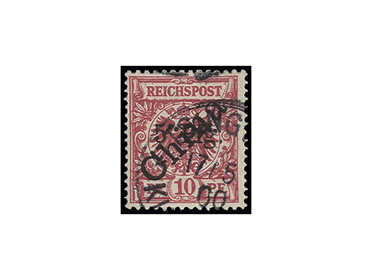 1900, 1. Tsingtau-Ausgabe, diagonaler Aufdruck: 5 Pfg. auf 10 Pfg., ohne Blaustrich, sauber gestempelt, Kabinett, sign. Kilia