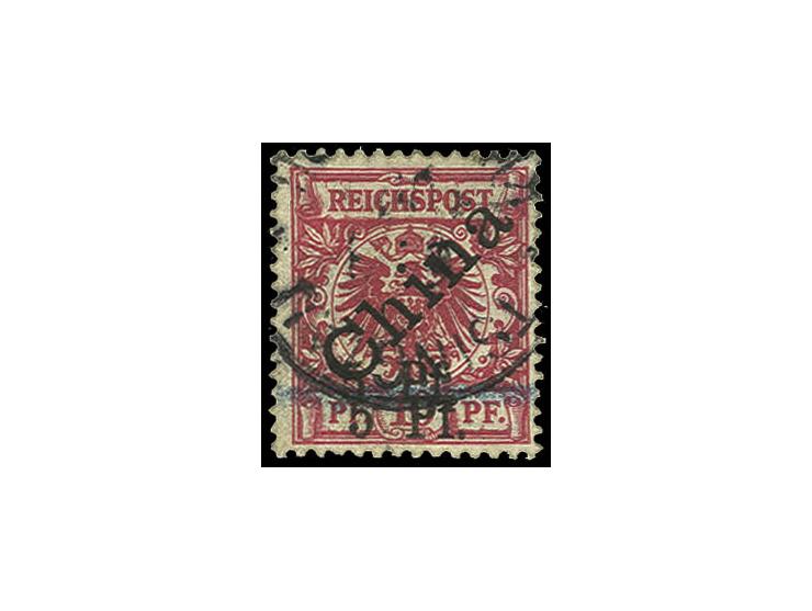 2. Tsingtau-Ausgabe 5 Pf., Doppelaufdruck in Type 1 auf 10 Pfg. mit Stempel "TSINGTAU KIAUTSCHOU 6/8/00".  einwandfreie Erhal