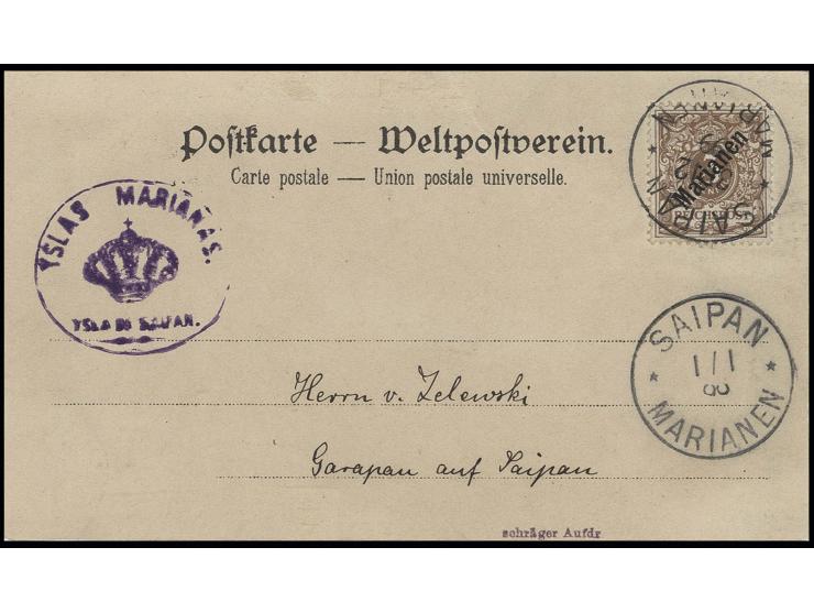 3 Pfg. mit klarem Stempel "SAIPAN 31/12 99" auf unten minimal verkürzter Ortskarte, Kabinett, Fotoattest Steuer BPP