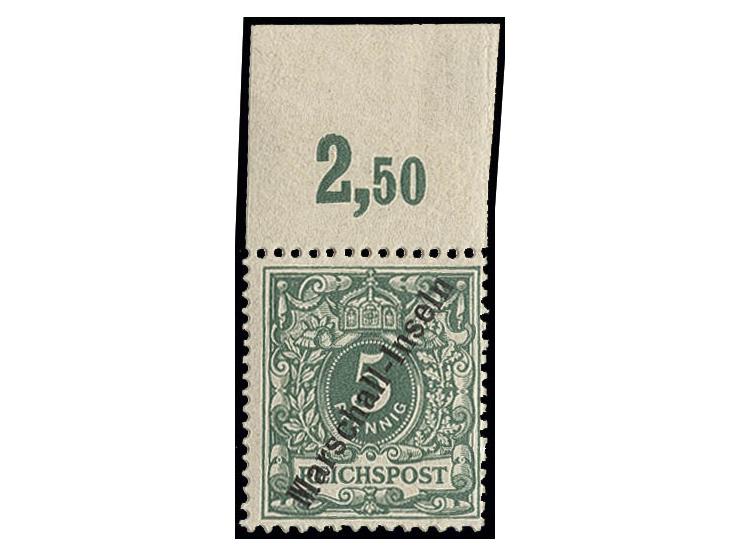 1897, Jaluitausgabe 5 Pfg, Oberrandstück, postfrisch bzw. Falz im Oberrand, Kabinett, u.a. sign. Bothe BPP ex Dr. Rueger