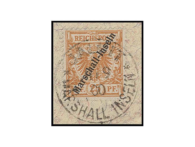 1899, Berliner Ausgabe 25 Pfg. mit Plattenfehler "I in Reichspost oben gespalten" mit Stempel "JALUIT 11/9 00" auf kleinem Br