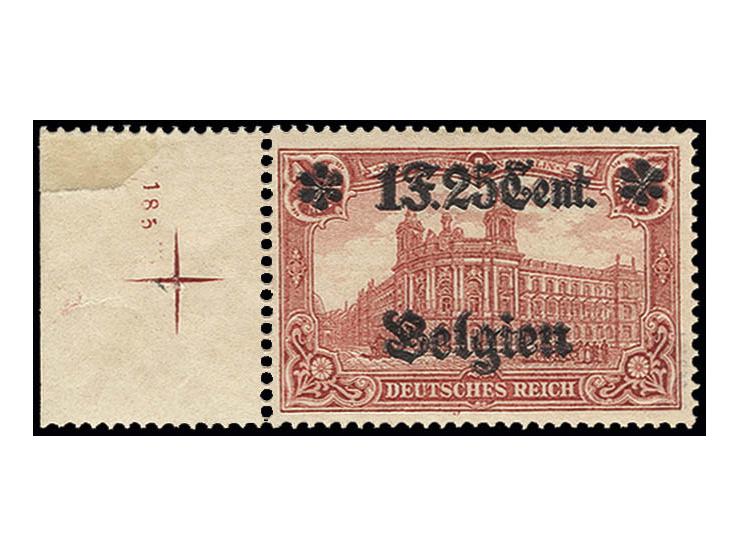 1916, 1F 25., 25:17 Zähnungslöcher, mit linkem Seitenrand, Plattennummer "185" und doppeltem Aufdruck, sauber ungebraucht, Ka