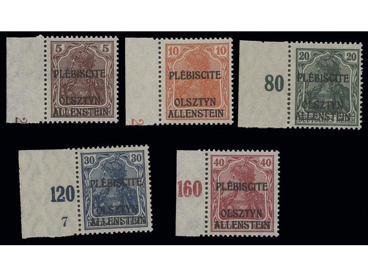 unverausgabte 5-40 Pfg. kpl., postfrische linke Randstücke, Kabinett, sign. Mikulski sowie Fotoattest Althen BPP (Mi. 900,-)