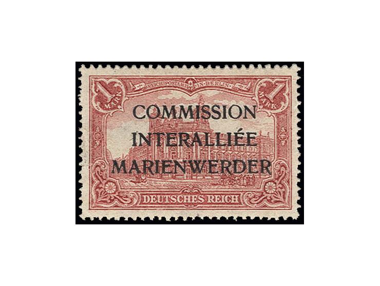MARIENWERDER: 1920, Versuchsdruck 1 M. mit Mediävalaufdruck in schwarz, ungebraucht in einwandfreier Erhaltung, eine sehr sel