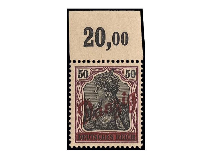 50 Pfg. mit Oberrand, postfrisch, Kabinett, u.a. sign. Schröder und Fotoattest Gruber BPP ex Dr. Rueger
