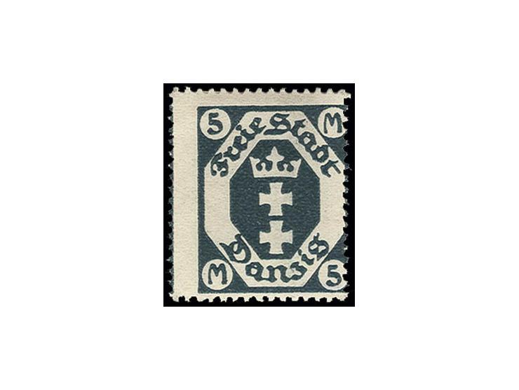 Wappen 5 M. mit Wasserzeichen "Fliesen", üblich dezentriert, sauber ungebraucht, Kabinett, Fotoattest Oechsner BPP ex Dr. Rue