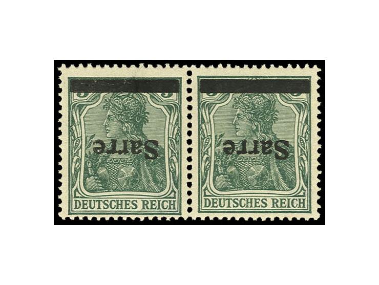 Type I: 5 Pfg. im waagerechten Paar mit kopfstehendem Aufdruck, postfrisch, Kabinett, Fotoattest H. Ney BPP