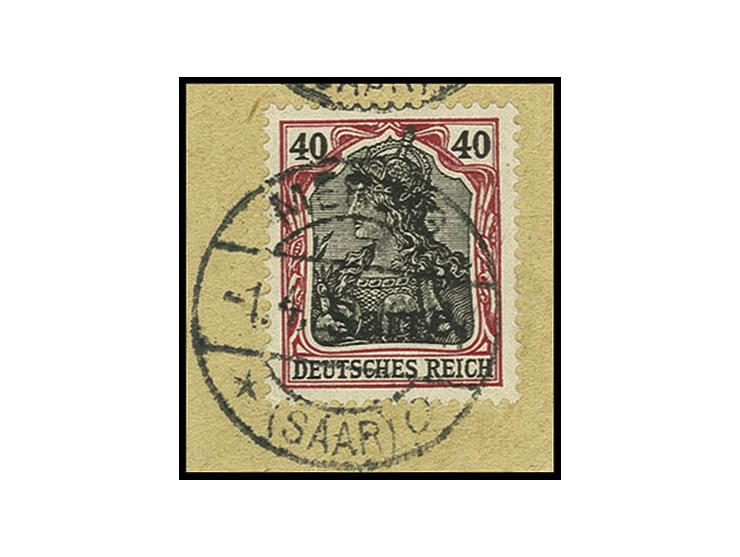 40 Pfg. mit Aufdruckabart "nur Schrift", mit Stempel "MERZIG 1.4.20" auf Briefstück, Pracht, Fotoattest Ney BPP (Mi. nicht ge