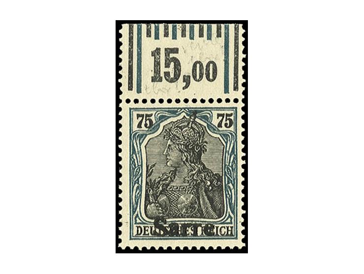 75 Pfg., Oberrandstück mit Aufdruckabart  "nur Schrift", postfrisch, Kabinett, Fotoattest Ney BPP (Mi. 800,-)