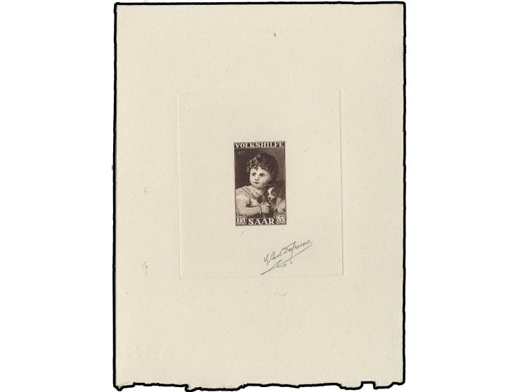15 und Fr. kpl. als epreuve d'artist Blockformat auf Kartonpapier, jeweils 2 Stück in verschiedenen Farben, 3x mit Signatur d