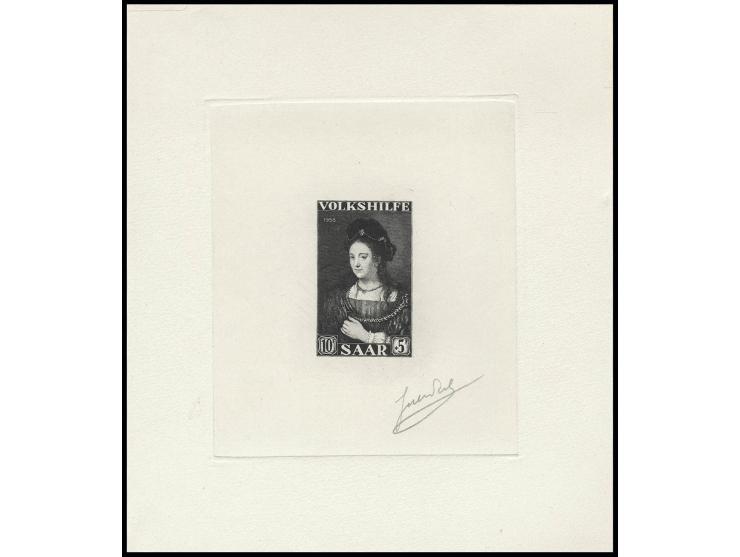 5-15 Fr. kpl. als epreuve d'artist im Blockformat (Hochformat) auf Kartonpapier mit Signatur des Graveurs, jeweils verschiede