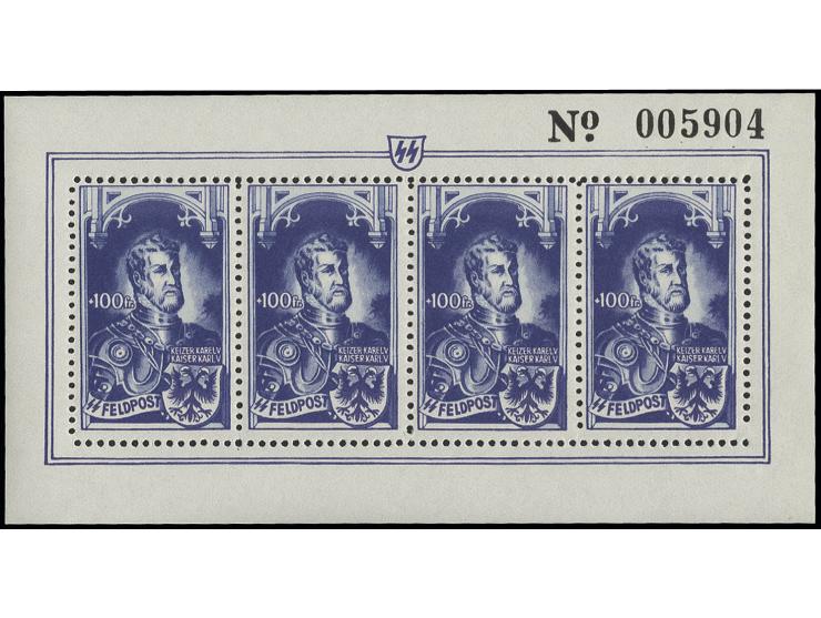 1943, Kaiserbildnisse 5-100 Fr. kpl. in Kleinbogen, postfrisch, teils minimale Knitter (Mi. 650,-)