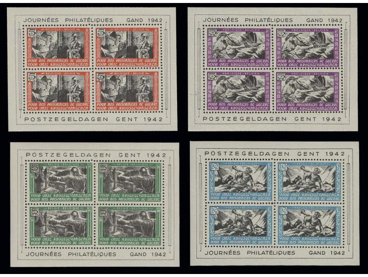 Genter Ausgabe: 1942, kpl. Kleinbogensatz mit 4 Stück, postfrisch, Kabinett
