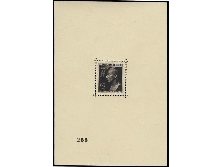 1943, Heydrichblock mit Nr. "255", postfrisch in hervorragender Erhaltung (zwei winzige Stauchungen im Blockrand sind völlig 