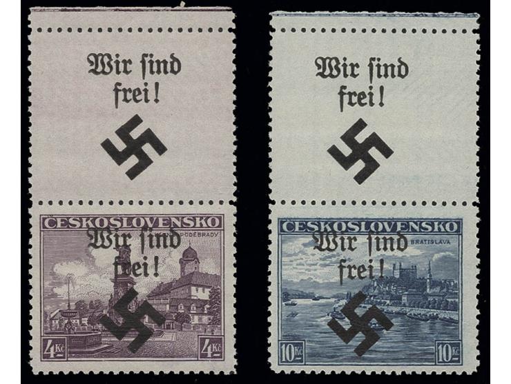 4 Kc. und 10 Kc. mit Leerfeld oben, postfrisch, Kabinett, u.a. sign. Mahr BPP (Mi. 540,-)