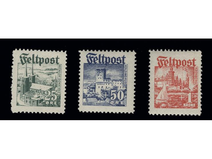 1944, Feltpost 25 Ö.-1 Kr. kpl., postfrisch, Kabinett (Mi. 1.000,-)