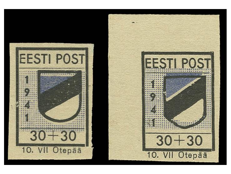 30 K., Type I aus der linken oberen Bogenecke sowie 30 K., Type II, sauber ungebraucht, Kabinett, je Fotoattest Löbbering BPP