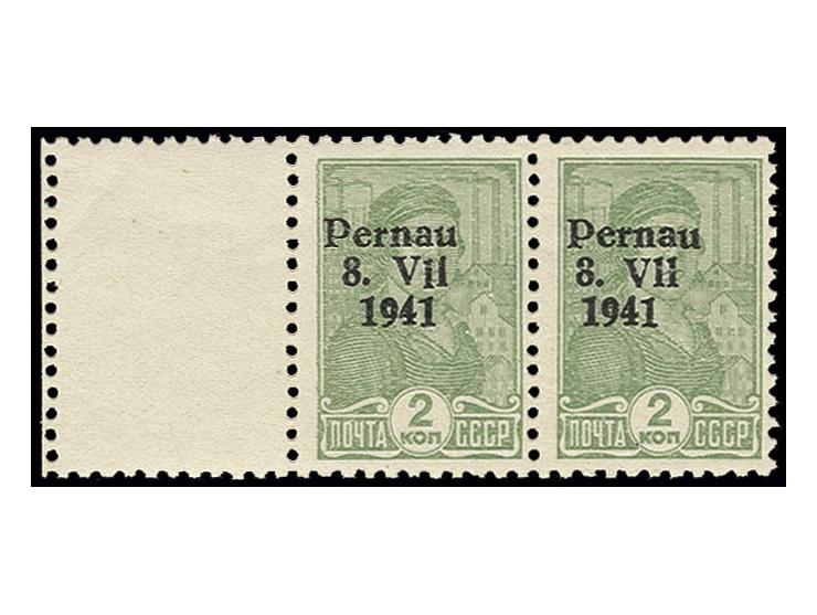 Pernau: Type II: 1941, 2 K. im waagerechten Paar mit kpl. Leerfeld links, postfrisch, Kabinett, unsign. mit Fotoattest Krisch