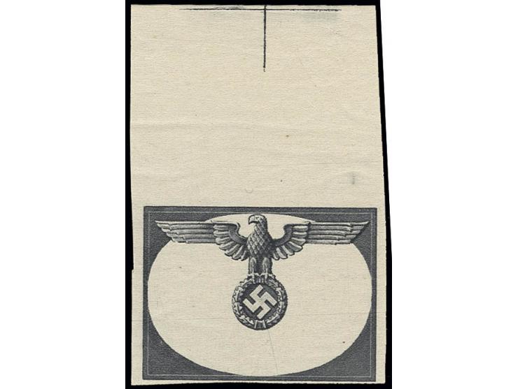 DIENSTMARKEN: 1940, (1 Zl.) als ungezähnter Phasendruck in dunkelgrau ohne Hintergrund und Beschriftung mit Oberrand, postfri