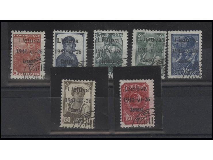 Zarasai: 1941, schwarzer Aufdruck: 5-60 K. kpl. mit Aufdrucktype I, gestempelt, Kabinett, sign. Krischke BPP und Klein BPP