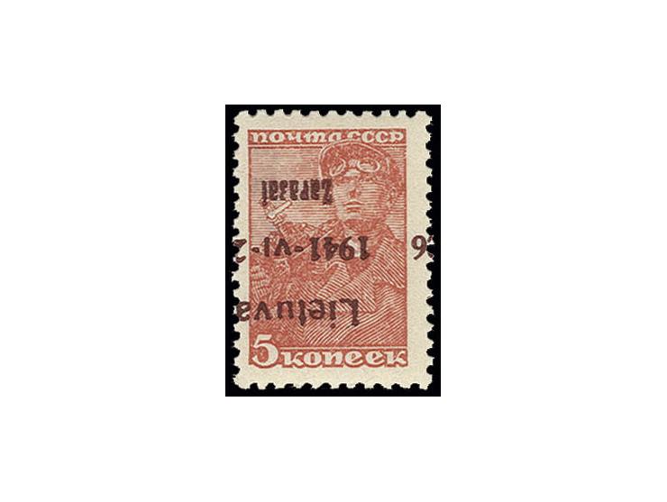 Braunlila Aufdruck: 5 K. mit kopfstehendem Aufdruck in Type I, postfrisch, Kabinett, sign. Ing. Becker und Fotoattest Bender 