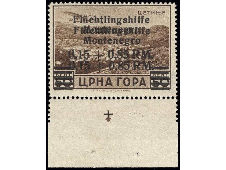 1944, Flüchtlingshilfe, 0,15 + 0,85 RM auf 50 C. Unterrandstück mit doppeltem Aufdruck, sauber ungebraucht, Kabinett, eine se