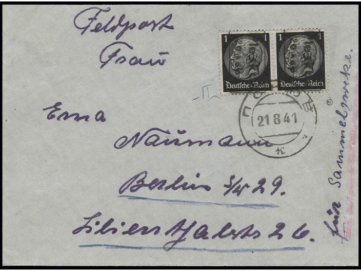 20 Kop. auf 1 Pfg. im waagerechten Paar auf Umschlag aus "PSKOW 21.8.41", Kabinett, sign. Rommerskirchen BPP und Fotoattest K