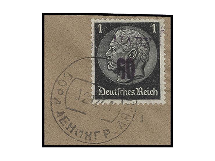 Ljady: 1941, 60 K. auf Hindenburg 1 Pfg. mit schwarzviolettem Aufdruck und Stempel "BORI 12 12 41" auf Briefstück, Kabinett, 