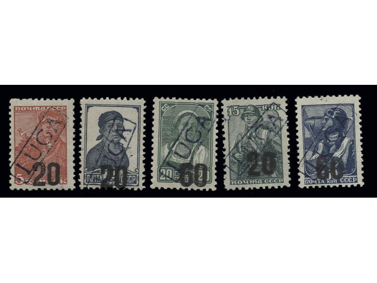 Luga: 1941, 20 auf 5 K.-60 auf 30 K. mit zusätzlichem Aufdruck "LUGA", postfrisch, Pracht, sign. Dr. Rommerskirchen BPP, ex D