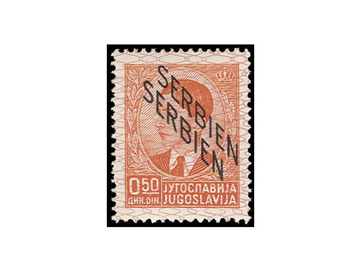 1941, 0,50 Din. mit doppeltem Aufdruck, postfrisch, Kabinett