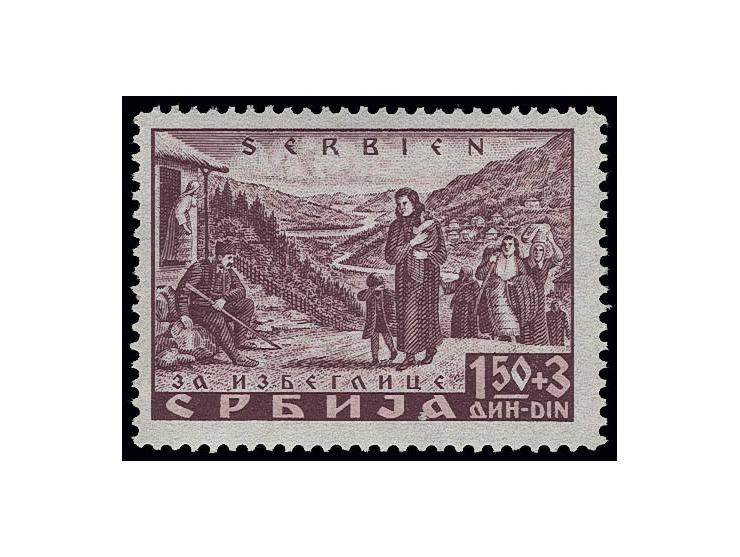 Semendria 1,50 Din. gezähnt L 12 1/2 mit Plattenfehler "große weiße Stelle unten in 0 der Wertangabe", postfrisch, Kabinett