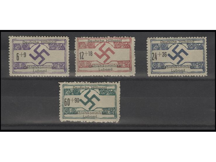 Nordukraine: LUBOML: 1944, 6-60 Pfg. kpl. auf gelblichem Papier ohne Gummierung, teils übliche Zähnung, Pracht, sign. Keiler