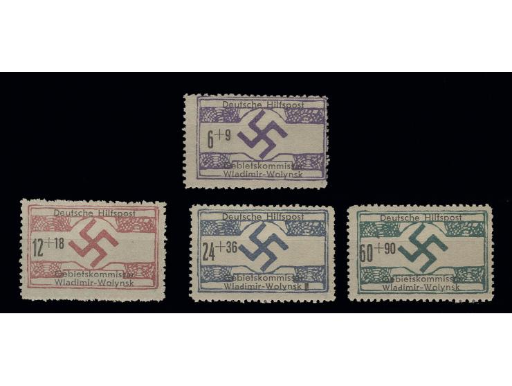 WLADIMIR-WOLYNSK: 1944, 6-60 Pfg. kpl. auf gelblichem Papier ohne Gummierung, Pracht, sign. Keiler