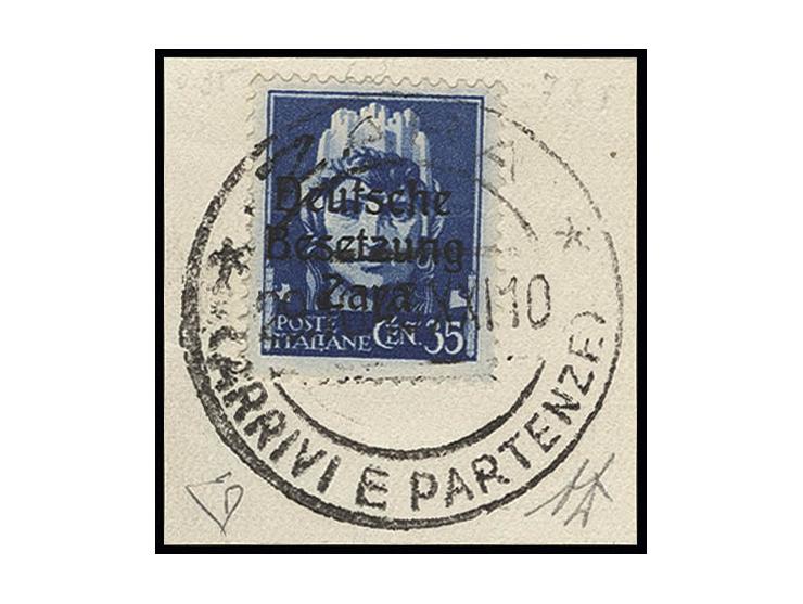 35  C. mit Stempel "ZARA 29.10.43" auf kleinem Briefstück, Kabinett, sign. Diena und Fotoattest Krischke BPP