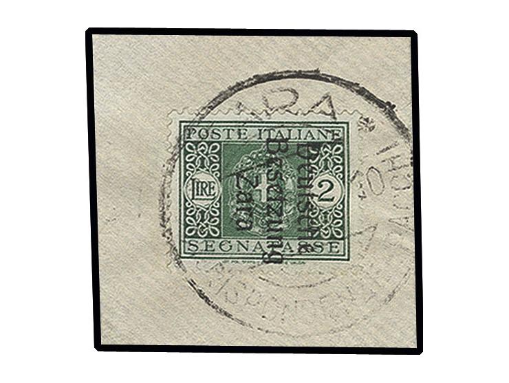 2 L. mit Aufdruckabart "fehlende Spitze des zweiten e in Deutsche", mit Stempel  "ZARA 21.10.43" auf Briefstück, Kabinett, ei