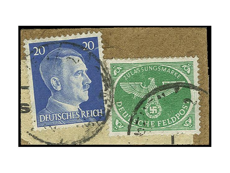 Weihnachtspäckchen-Zulassungsmarke auf Briefstück mit 20 Pfg. Hitler, kleine Einschränkungen, signiert Rungas BPP