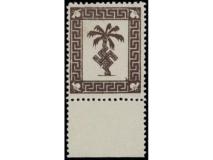 1943, Tunis-Zulassungsmarke auf hellgraugelbem Papier, postfrisches Unterrandstück, Kabinett, u.a. sign. Kesselstatt BPP (Mi.