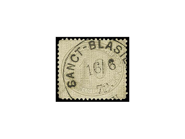 INNENDIENSTMARKEN: 10 Gr. grau mit EKr. "SANCT-BLASIEN 16.6.72", kleine Mängel, mit nur Stempelentwertung jedoch selten, Foto