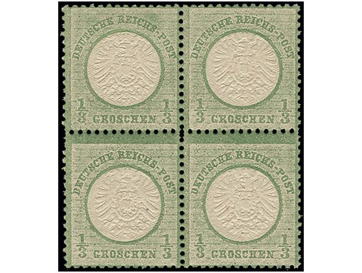 1/3 Gr. gelblichgrün im postfrischen 4er-Block, dabei die oberen Marken im Kleinformat L15, Pracht, Fotoattest Krug BPP