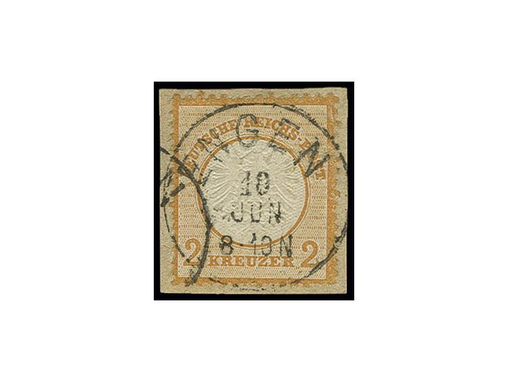2 Kr. orange, sehr schön farbfrisch und sehr gut zentriert, bestens geprägt und einwandfrei gezähnt mit klar und gerade aufge