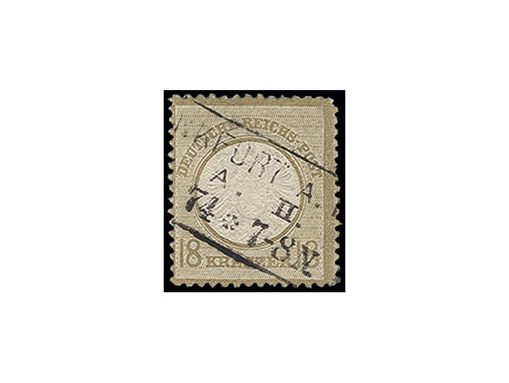 18 Kr. ockerbraun mit klarem Ra3 "FRANKFURT A.M./P.A.II/.....74", sehr gut geprägt, bis auf einen leicht kürzeren Zahn in gut