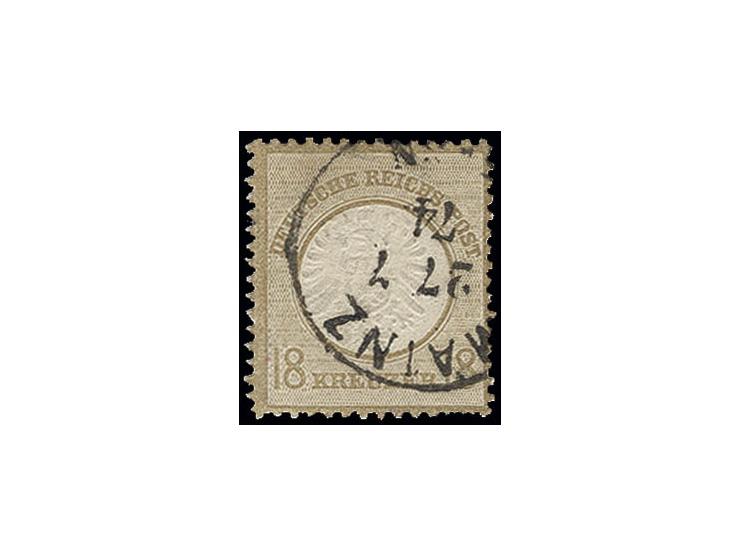 18 Kr. ockerbraun, sauber gestempelt "MAINZ 27 7 74", bis auf 2 kurze Zähne in guter Erhaltung, u.a. sign. Pfenninger und Fot